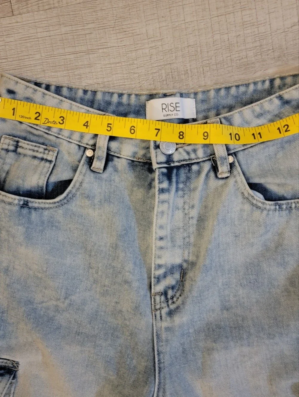 Light Blue Denim Cargo Bermuda Shorts for Women